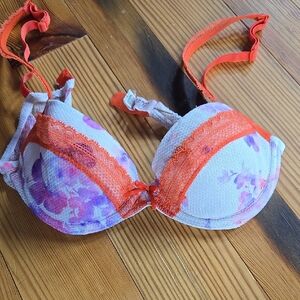 Marie Jo Floral Lace Women's Bra - Orange and Purple EU 70